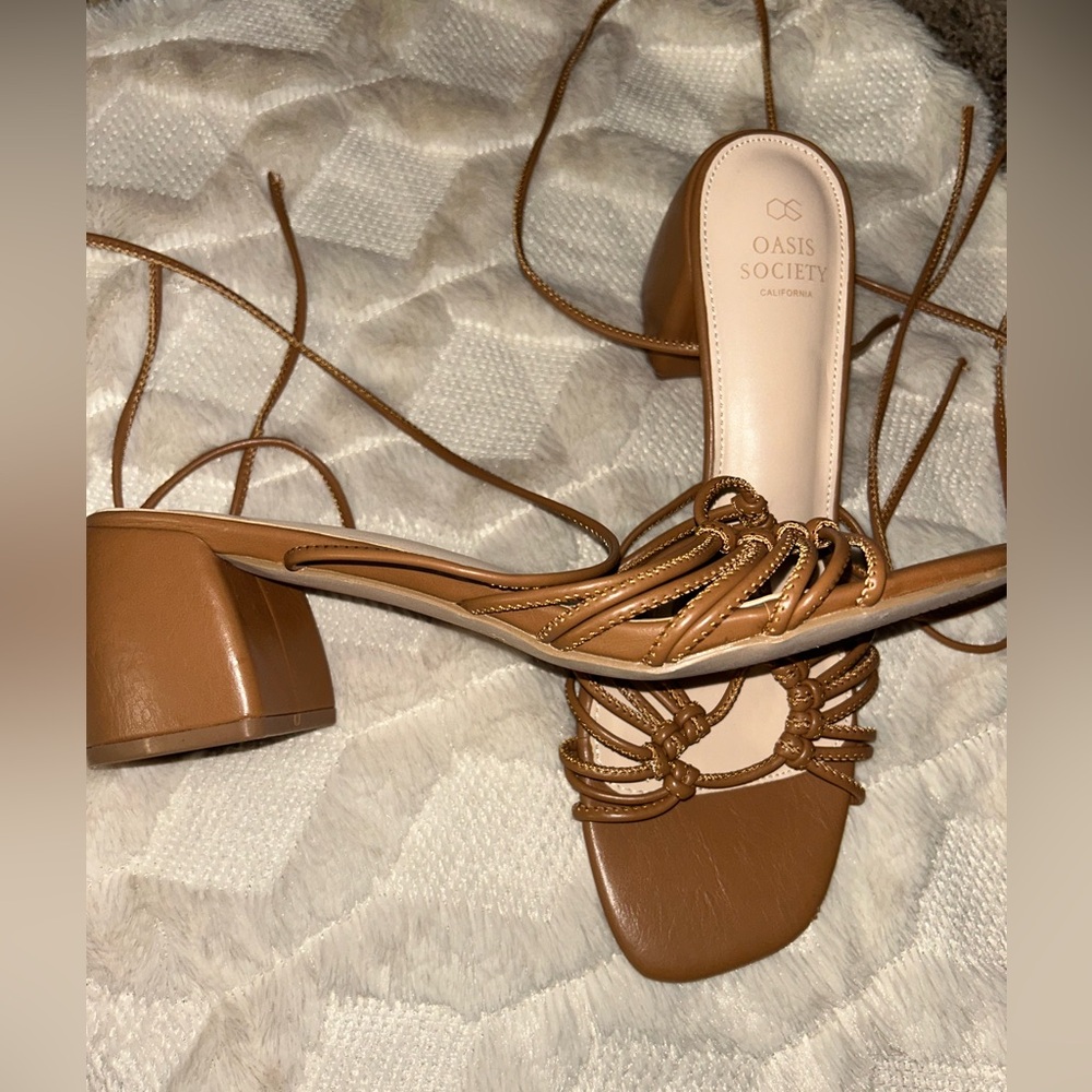 Society Women's Brown Strappy Block Heels